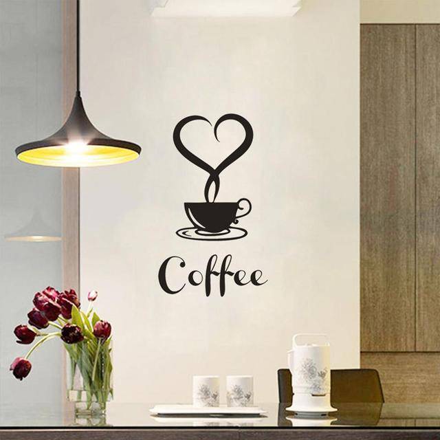 Наклейка на стену с изображением чашки кофе и чая, съемная наклейка «сделай сам», наклейка на кружку, обои для кухни, дома, офиса, кафе, паба, ресторана, Настенный декор