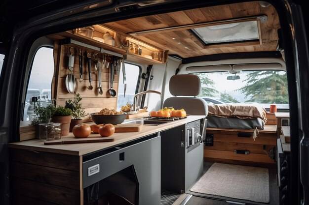 Фургон со столом и кухней сзади