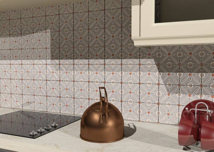 Кухонный фартук с изразцовой плиткой Амон-Ра, Арабеска, Южная ночь