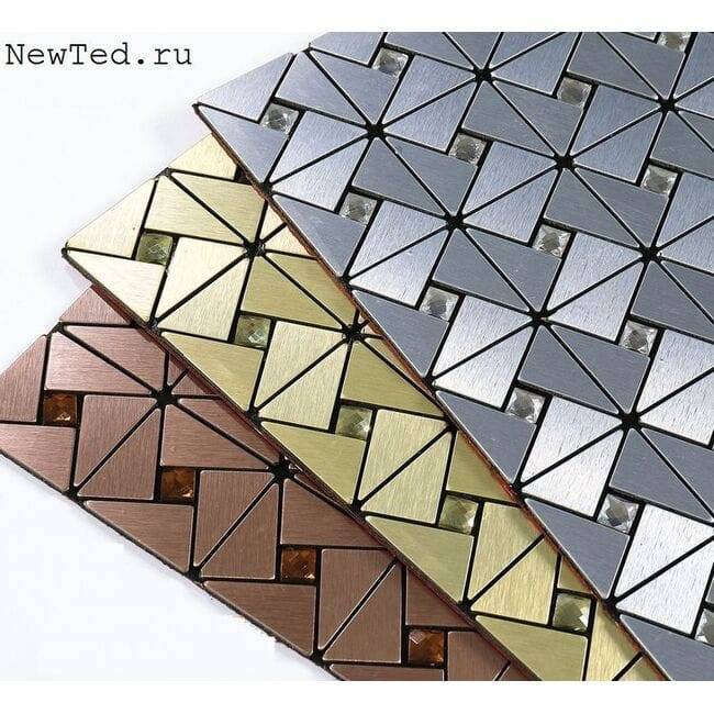 самоклеющуюся треугольную металлическую мозайку плитку в кухню цена, фото отзывы в интернет магазине NewTed