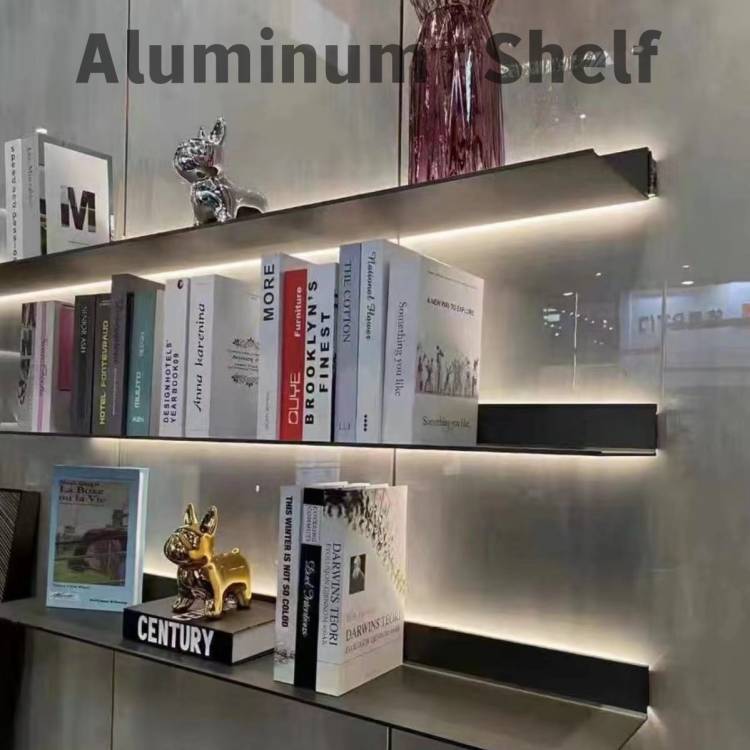 Полка из алюминиевого сплава со светодиодной подсветкой, книжная полка для вина, кухни, гостиной, настенное украшение, книжный стеллаж для хранения, аксессуары