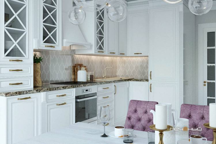 Белая кухня с золотой фурнитурой: 92 фото в интерьере