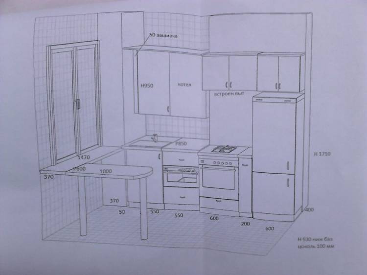 Кухня с коробом и газовым котлом! У кого был опыт в расстановке мебели в таком помещении?
