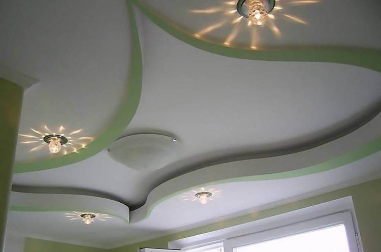 фигурные потолки из гипсокартона фото на кух