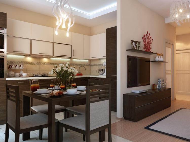 Дизайн однокомнатной квартиры совмещенной с кухней