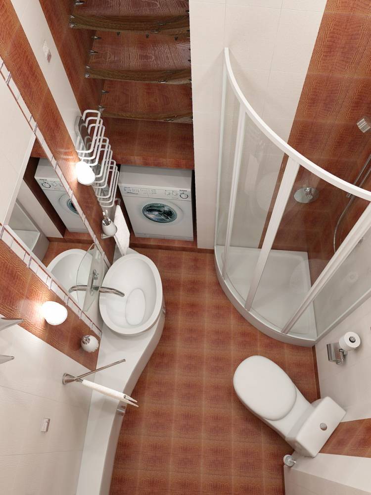 Дизайн маленькой ванной комнаты совмещенной с туалетом