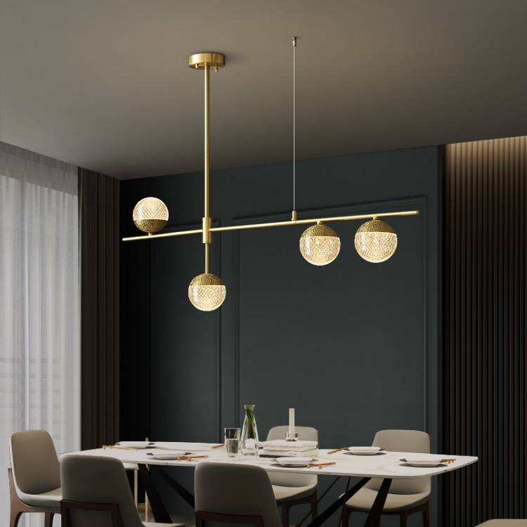Современная медная светодиодная Подвесная лампа для столовой, кухни, над столом, домашние помещения, золотые подвесные люстры, осветительный прибор