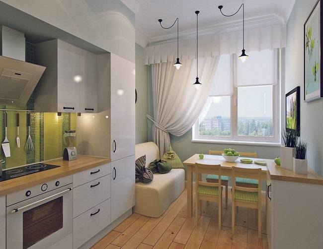 Дизайн кухни совмещенной с балконом от