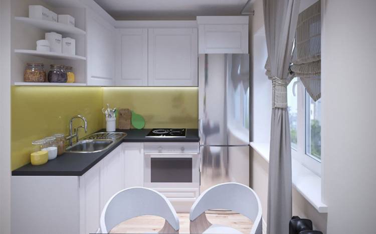 Дизайн кухни в хрущевке с холодильником: 105 фото дизайна