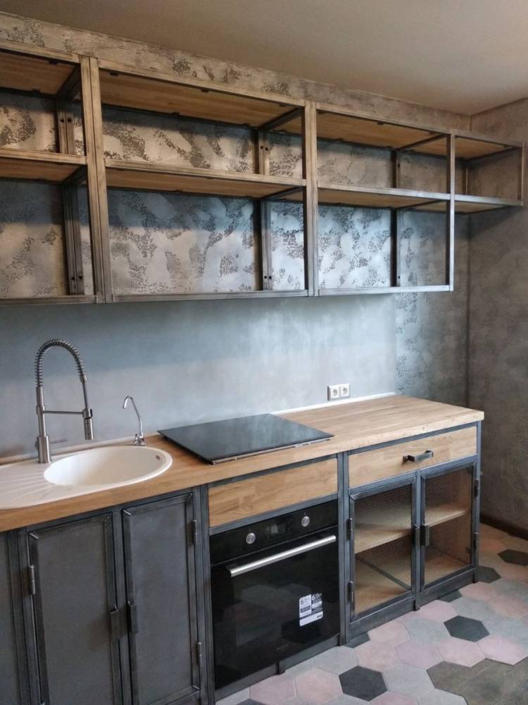Кухонная мебель в стиле лофт из металл