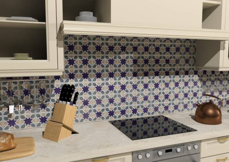 Кухонный фартук с изразцовой плиткой Амон-Ра, Арабеска, Южная ночь