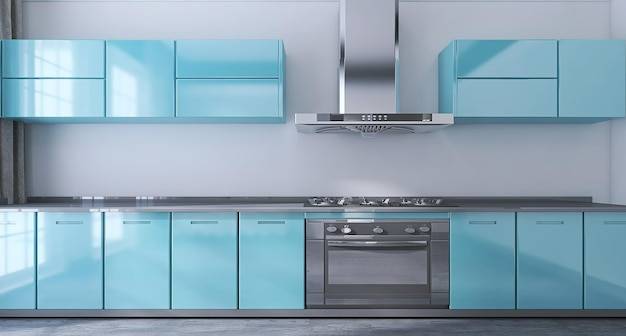 Современный дизайн интерьера кухни с газовой плитой дымохода кухонного шкаф