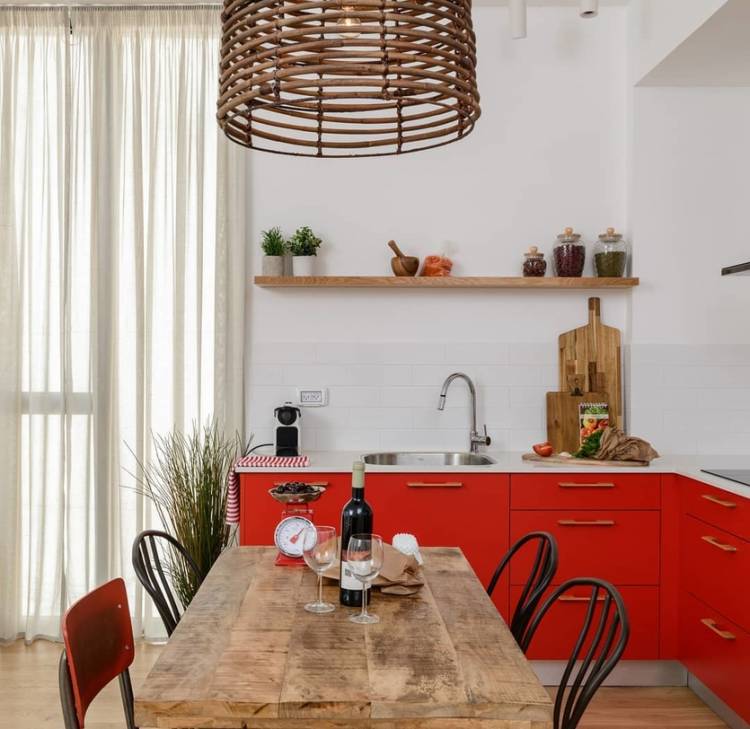 Идеи дизайна кухни в красном цвет