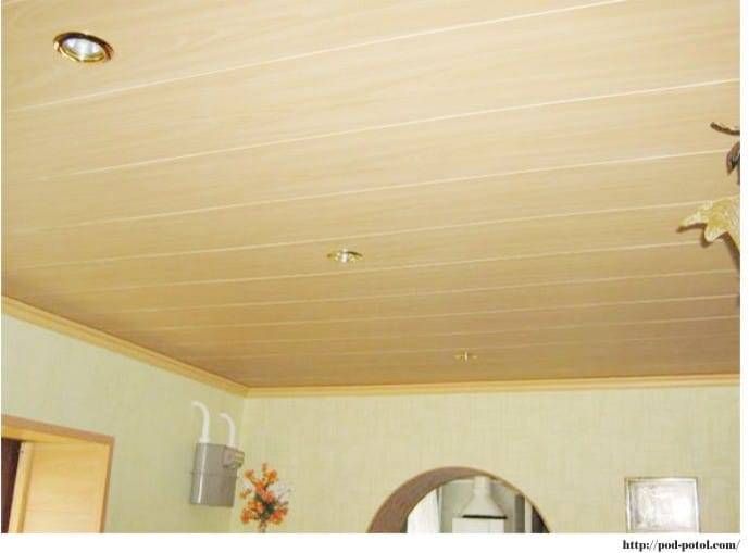 Пластиковые панели на потолке кухни