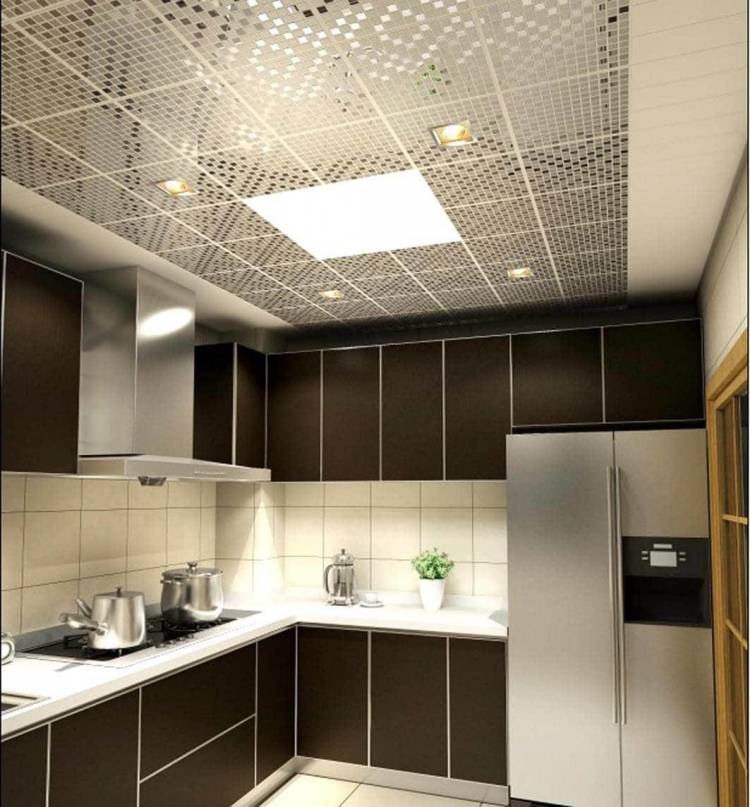 Особенности монтажа и дизайна потолка на кухне из пластиковых панелей