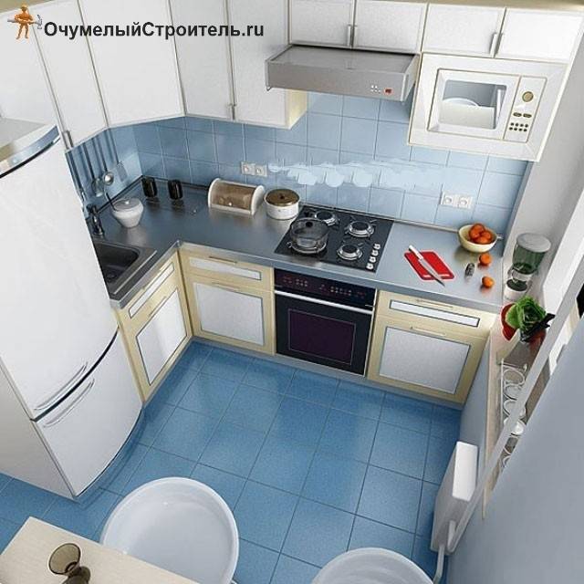 Дизайн, интерьер, отделака, ремонт кухни в хрущевке с холодильником