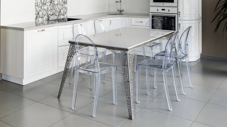 Кухонные столы для кухни LIGRON (стеклянные столы, из ламинта, кварцелана, керамики, искусственного камня, из стекла с печатью)