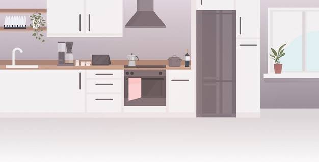 Современная кухня интерьер пусто нет людей дом комната с мебелью горизонтальная