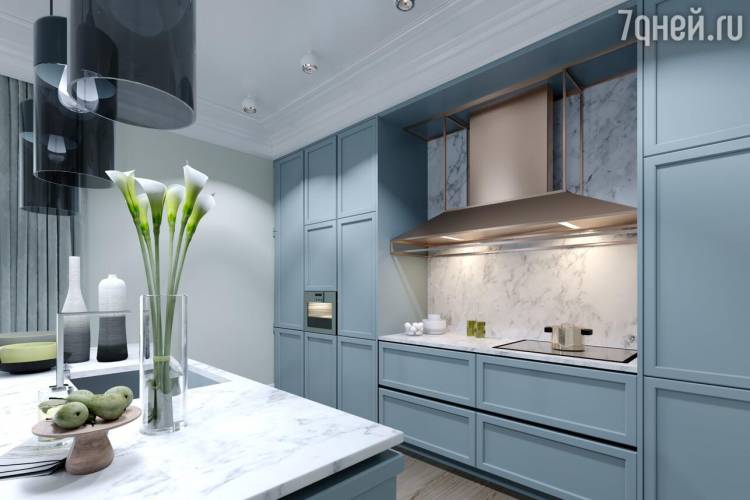 Кухня в сине белом цвете: 72 фото дизайна