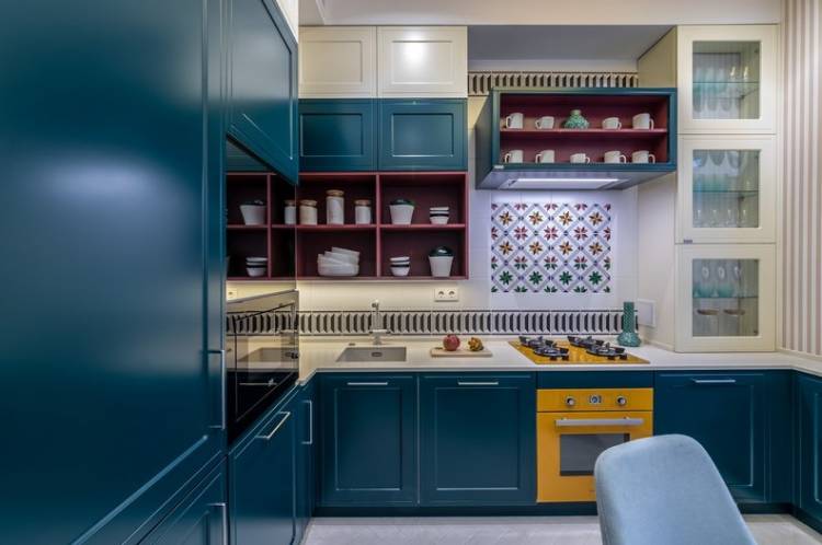 Кухня в синем цвете дизайн: 83 фото идей