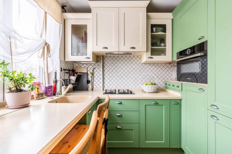 Кухня зеленого цвета в интерьер