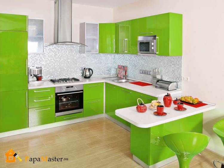 Как правильно использовать зеленый в сочетании цветов кухни?