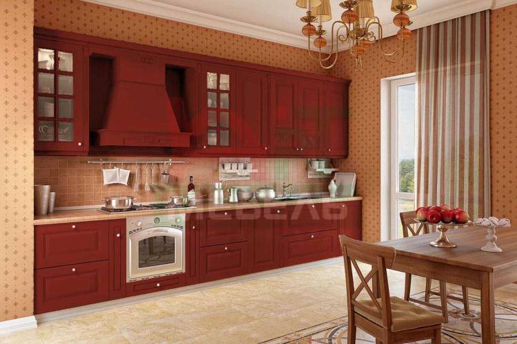 кухонный гарнитур бордового цвета для маленькой кухни в Петрозаводск
