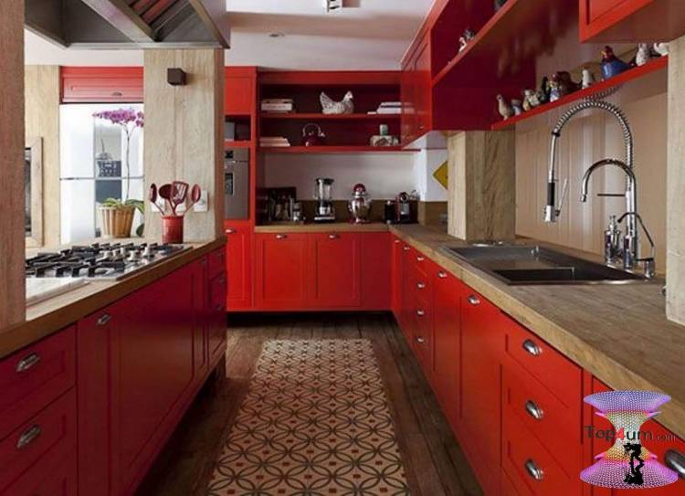 Красная столешница для кухни