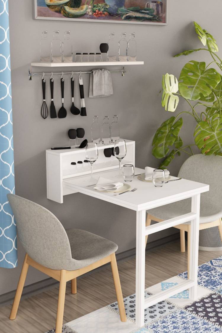Новый креативный Складной настенный стол из массива дерева для кухни и балкона складной обеденный стол для кухни хранение мелочей домашняя мебель