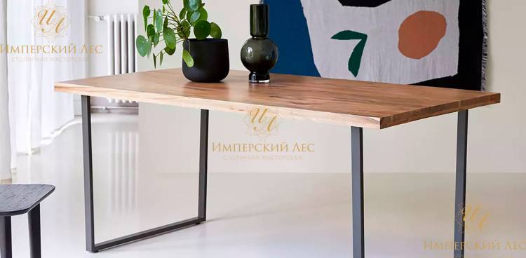 Дизайнерский стол обеденный из массива дуба и металла IW Julia