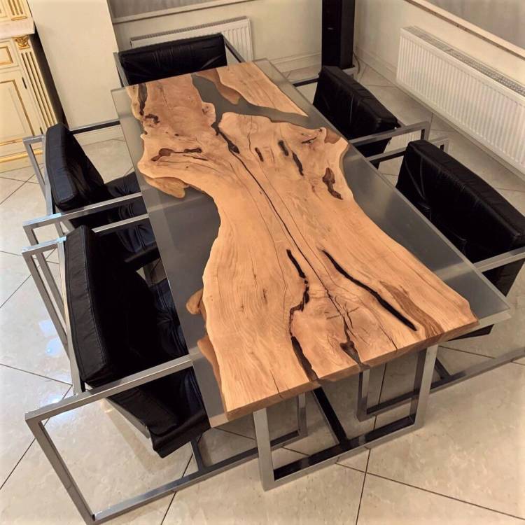 Кухонный стол из эпоксидной смолы и дерева в интернет