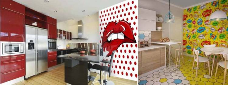 Кухня в стиле поп-арт интерьер, дизайн, фото, мебель