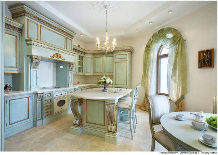 Кухня в классическом стиле с золотом, дизайн Francesco Molon Olive элитная мебель на заказ в Москв