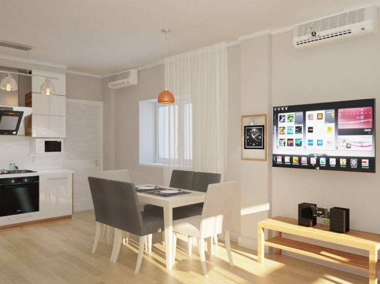 Дизайн интерьера кухни гостиной в Скандинавском стиле