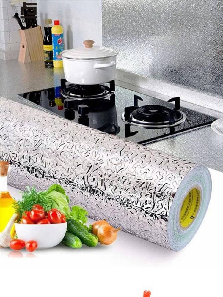 Алюминиевая самоклеящаяся защитная плёнка фольга для кухни АllianceMarket шири