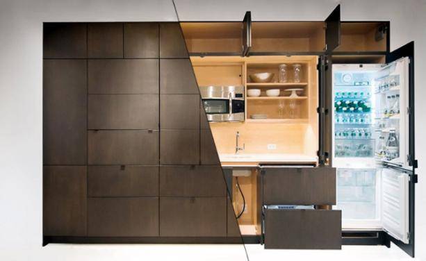 Кухня со скрытыми шкафами: 87 фото в интерьере