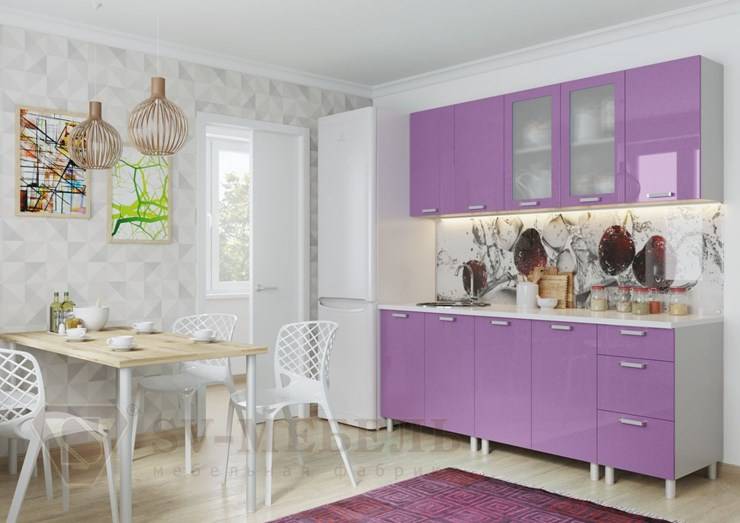 Модульный кухонный гарнитур Модерн, фиолетовый металлик в Мурманске по низкой