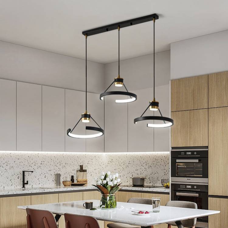 Современные светодиодные подвесные светильники для кухни, столовой, коридора, кофейни, Подвесная лампа с регулируемой высотой по заводской