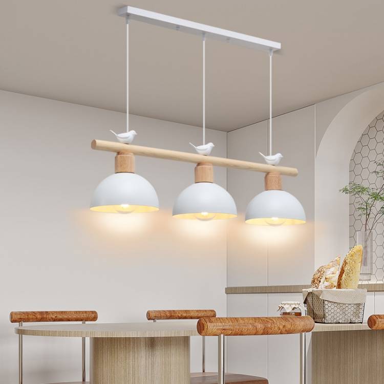 Скандинавская деревянная Подвесная лампа, белый креативный светильник для столовой, кухни, дизайнерские светильники с птицами, осветительный прибор