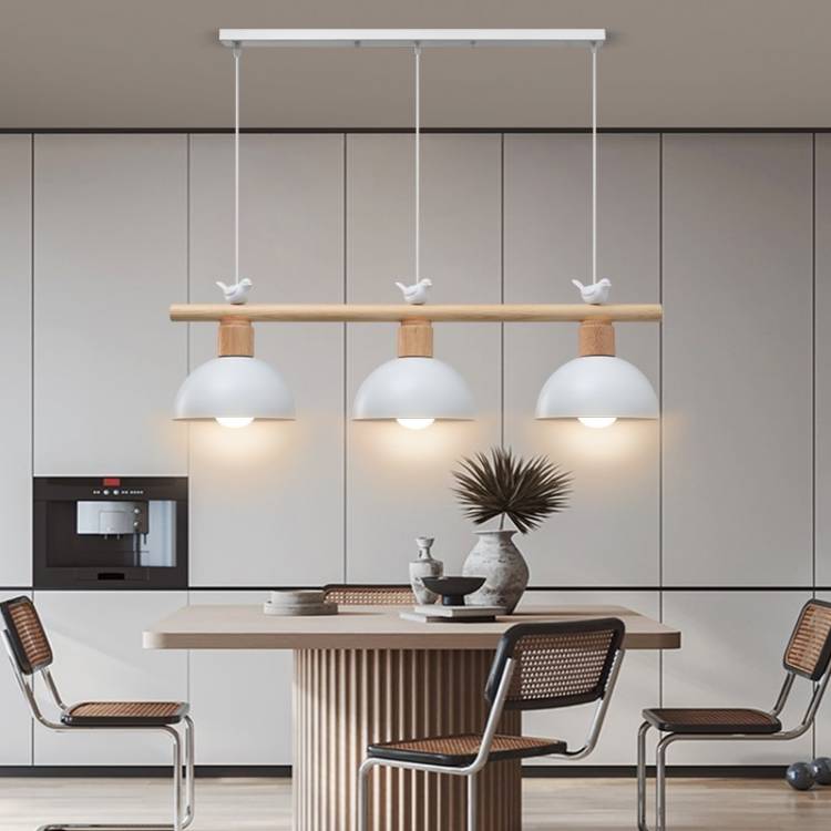 Скандинавская деревянная Подвесная лампа, белый креативный светильник для столовой, кухни, дизайнерские светильники с птицами, осветительный прибор