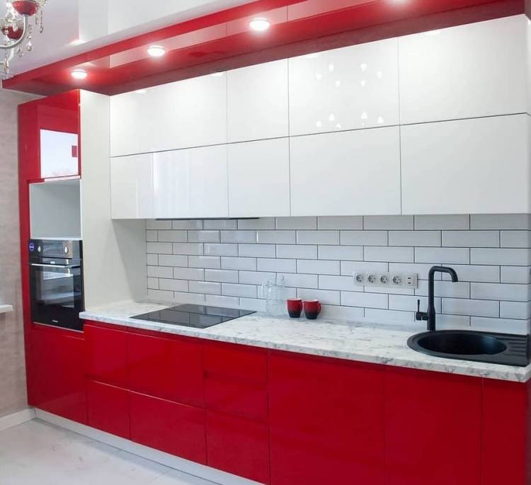 Красно белая кухня: 110+ идей стильного дизайна