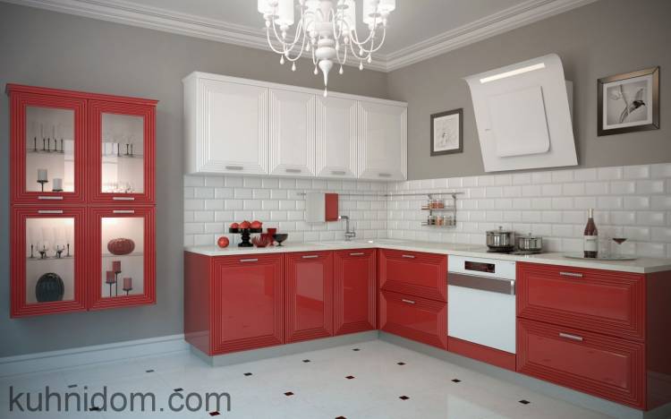 Кухня Баколи Красно-Белая в студии мебели «КухниДом»