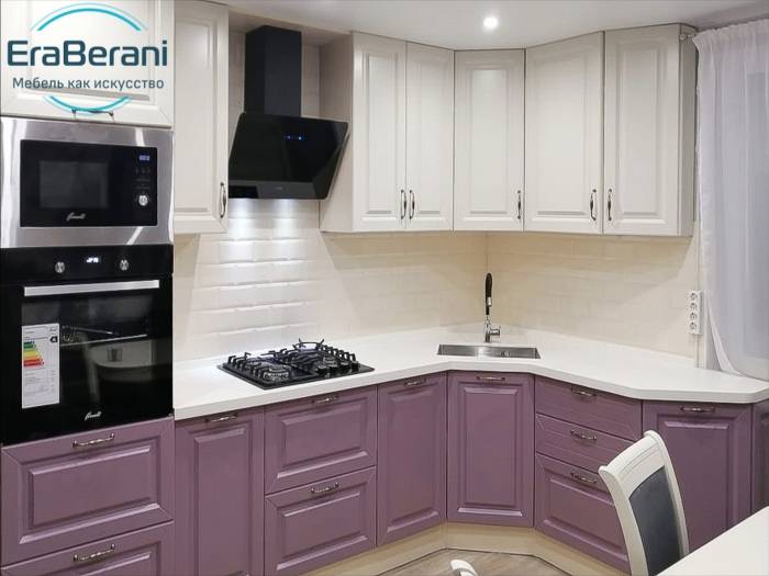 Кухонный гарнитур фиолетовый с белым в эмали заказать в Москв