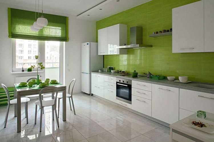 Зеленая кухня с черным фартуком: 76+ идей дизайна
