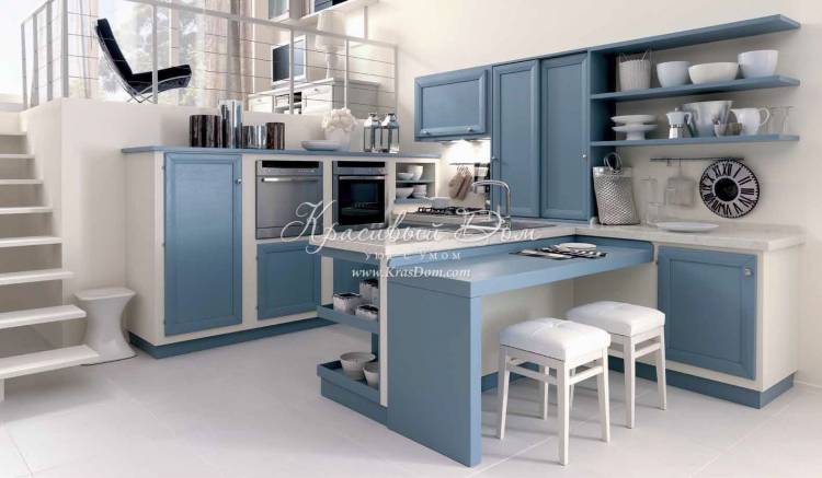 Кухня в синих тонах: 104 фото в интерьере