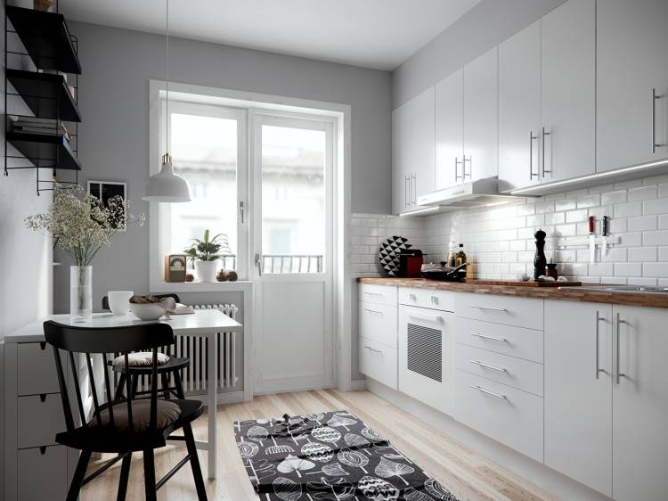 Белая кухня в скандинавском стиле