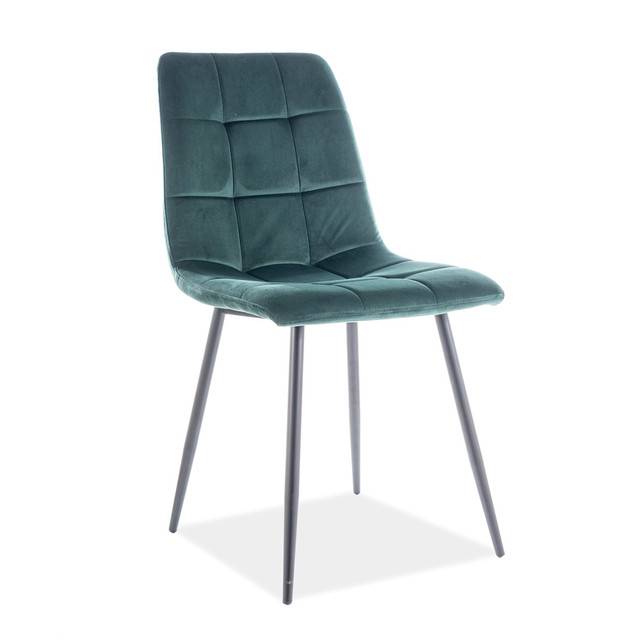 Зеленые мягкие стулья велюр Signal Mila Velvet для кухни черные ножки в стиле модерн Польш