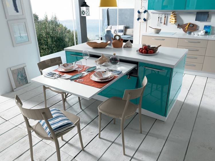 Кухонный остров с обеденным столом, особенности, конфигурации