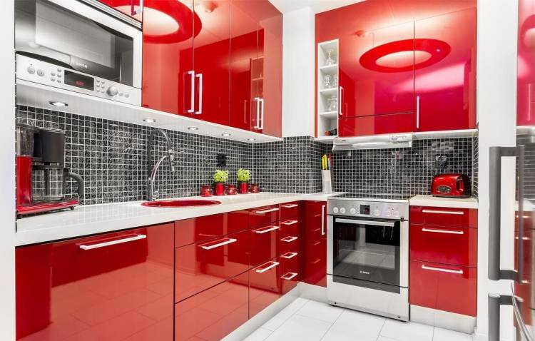 Красная кухня в интерьере: 165 фото идей