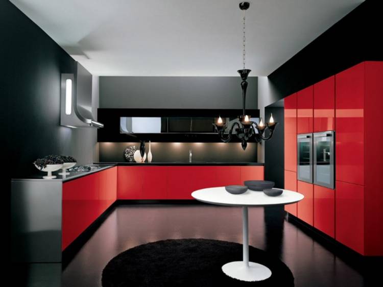 Дизайн черно-красной кухни